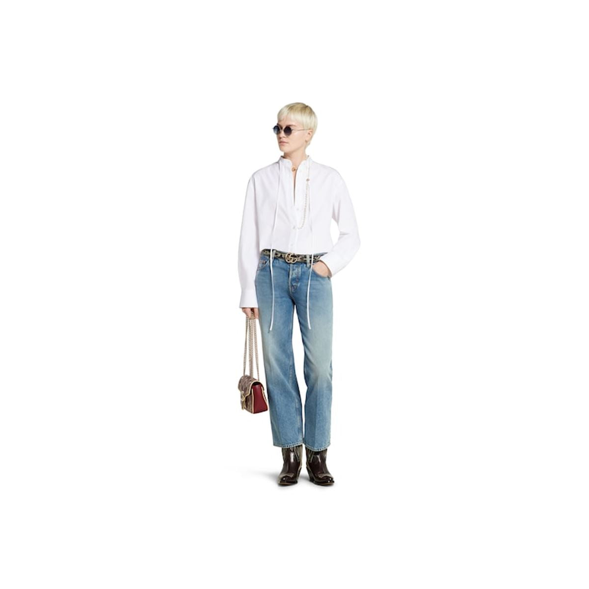 COTTON POPLIN SHIRT WITH EMBROIDERY-GUCCI-Verso