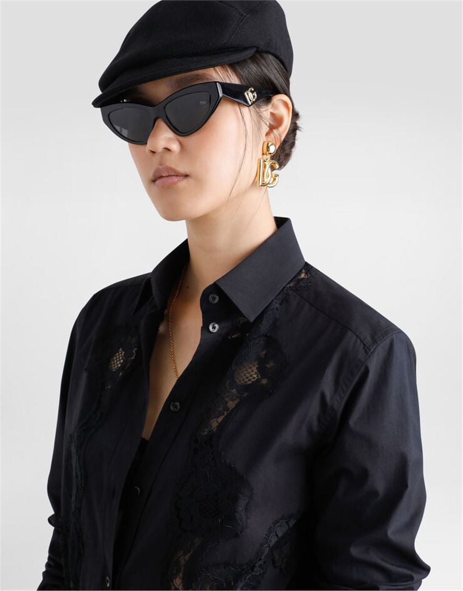 COTTON POPLIN SHIRT WITH LACE INLAY - DOLCE & GABBANA - Verso