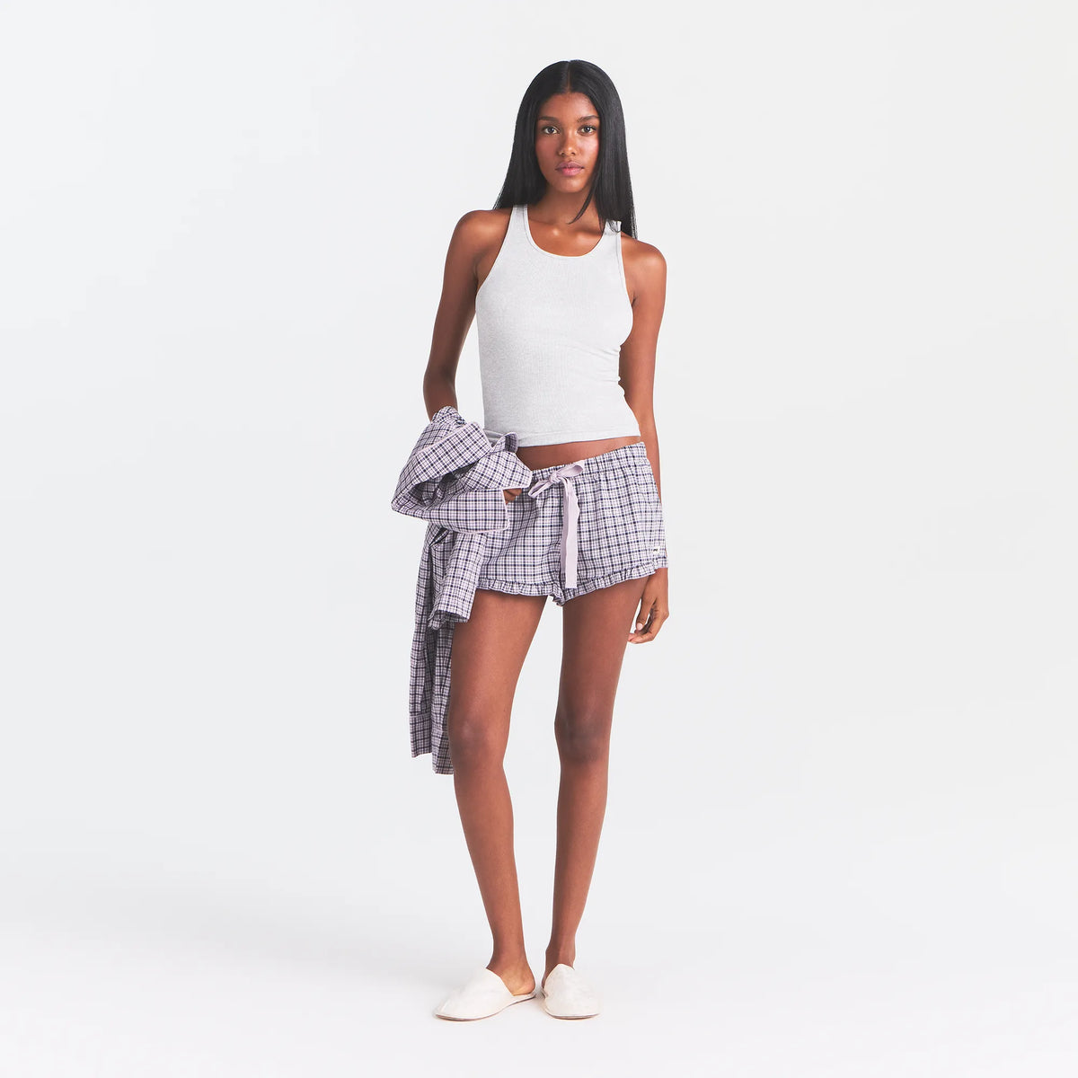 Cotton poplin sleep ruffle short-SKIMS-Verso