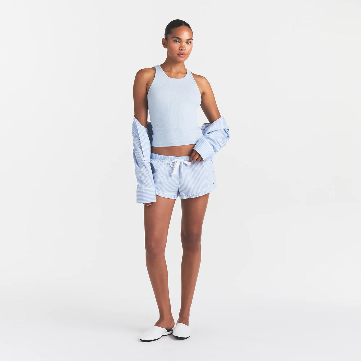 Cotton poplin sleep ruffle short-SKIMS-Verso