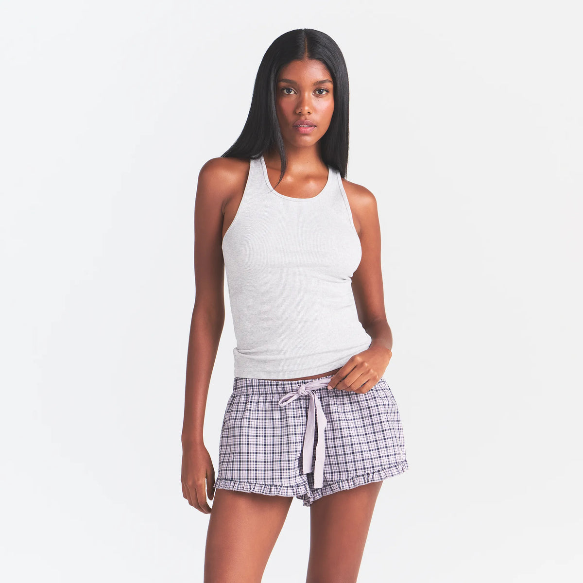 Cotton poplin sleep ruffle short-SKIMS-Verso