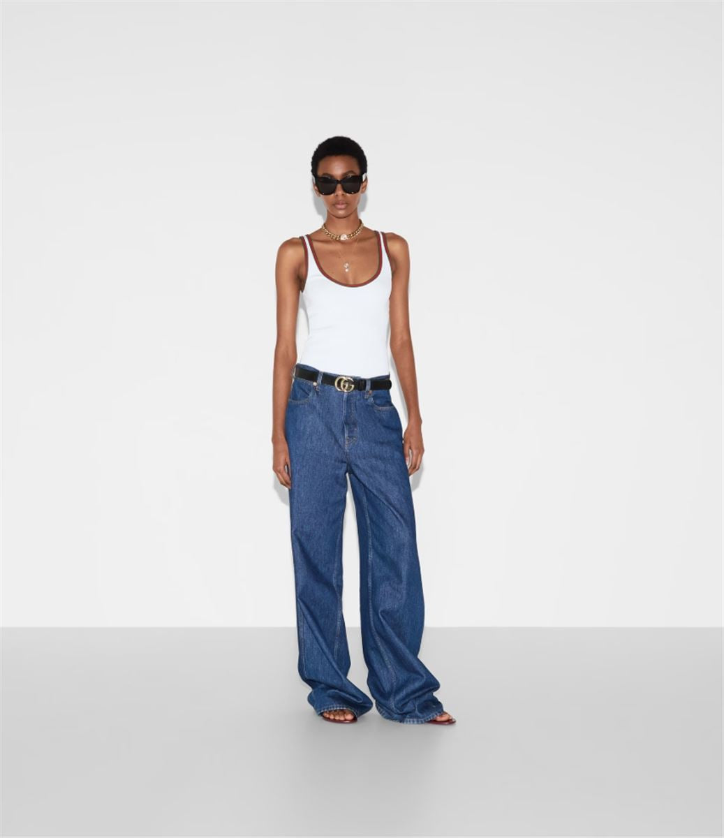COTTON RIB TANK TOP WITH WEB - GUCCI - Verso
