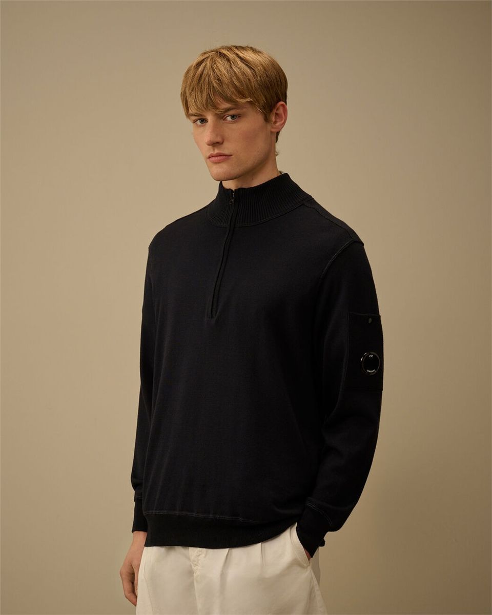 Cotton sea island half zip lens sweater-C.P. COMPANY-Verso