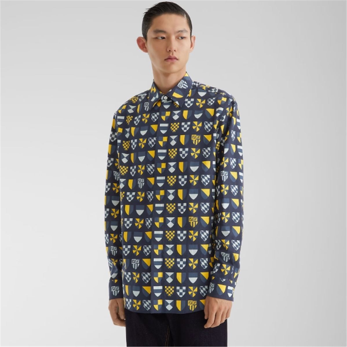 COTTON SHIRT WITH MULTICOLOUR PRINT - FENDI - Verso