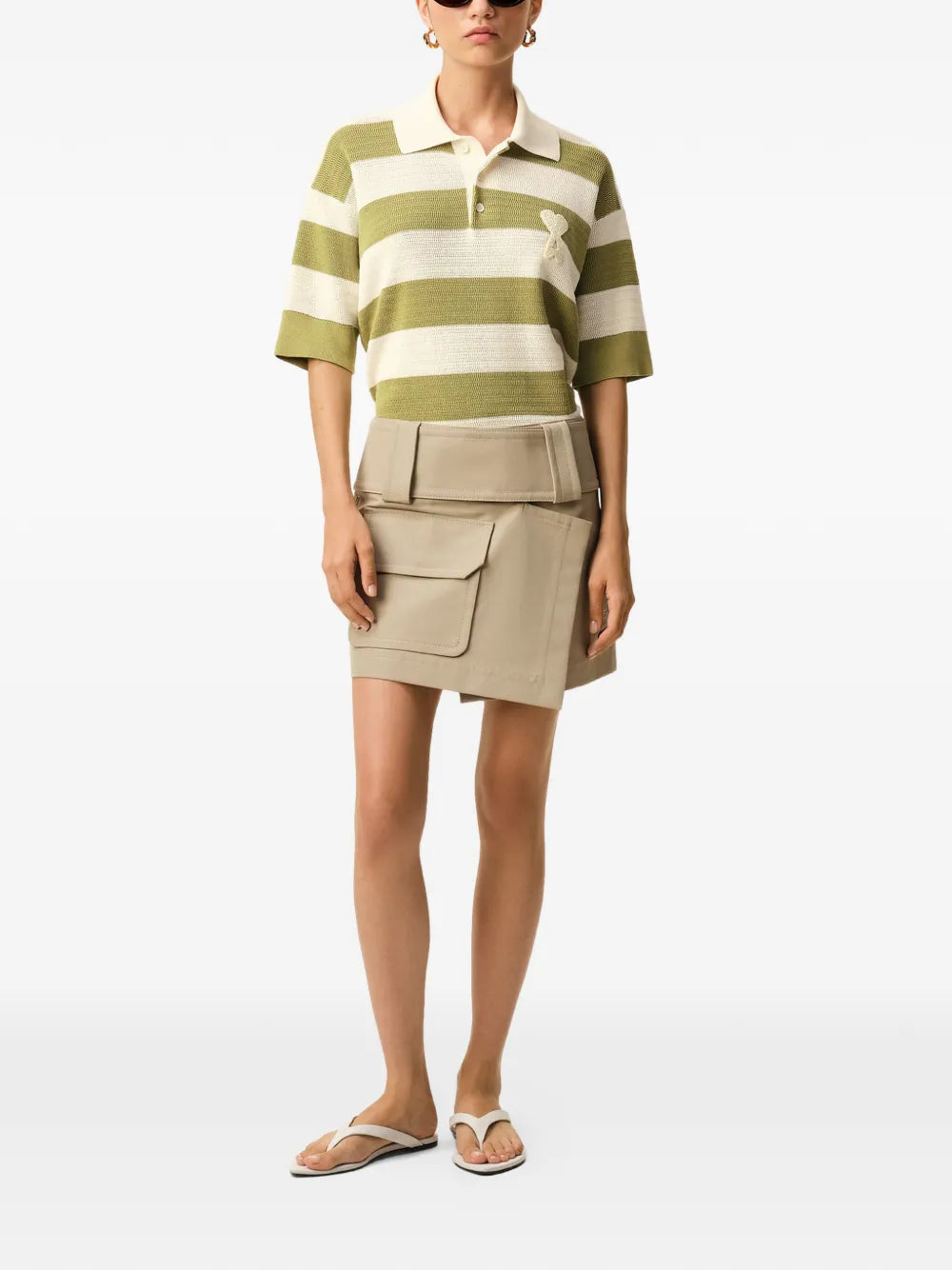 De coeur striped polo top-AMI-Verso