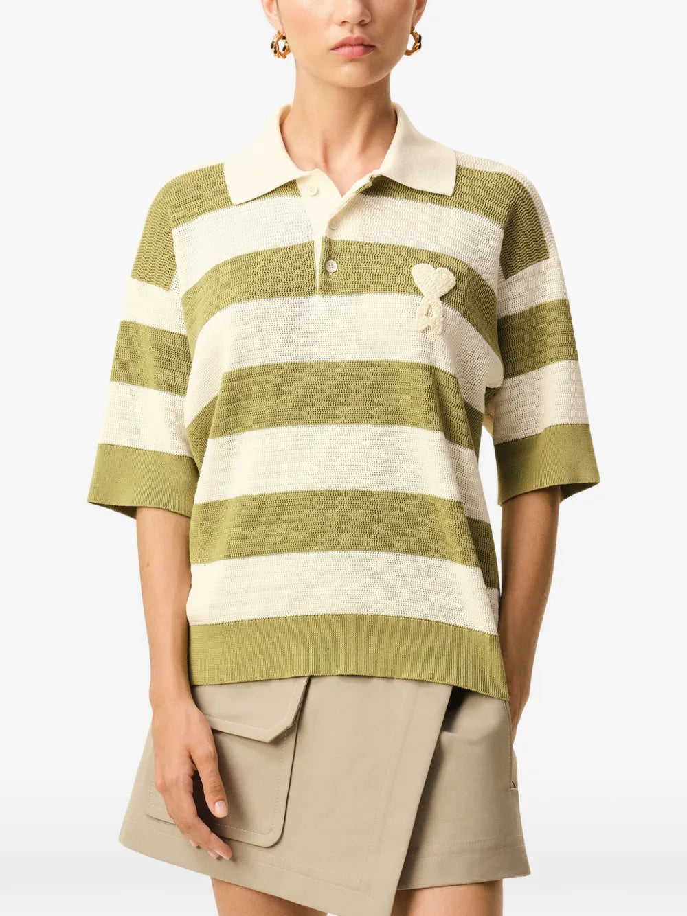 De coeur striped polo top-AMI-Verso