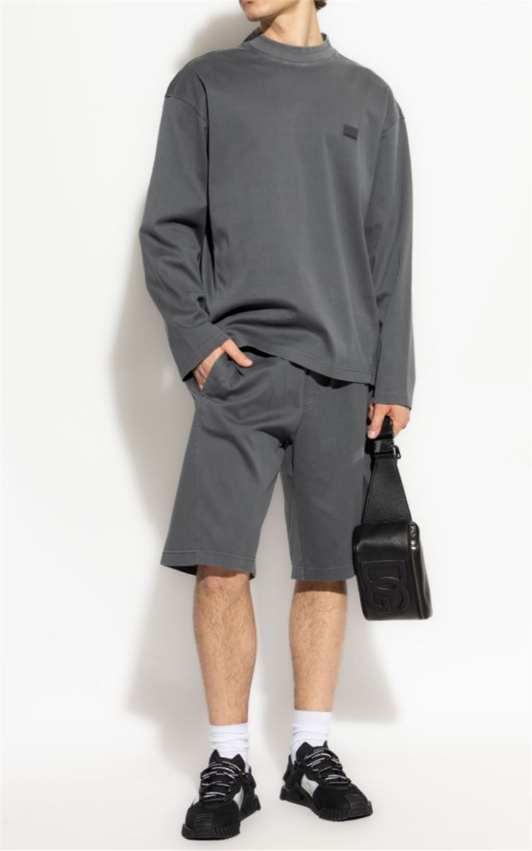 COTTON SHORTS WITH LOGO APPLIQUÉ - DOLCE & GABBANA - Verso