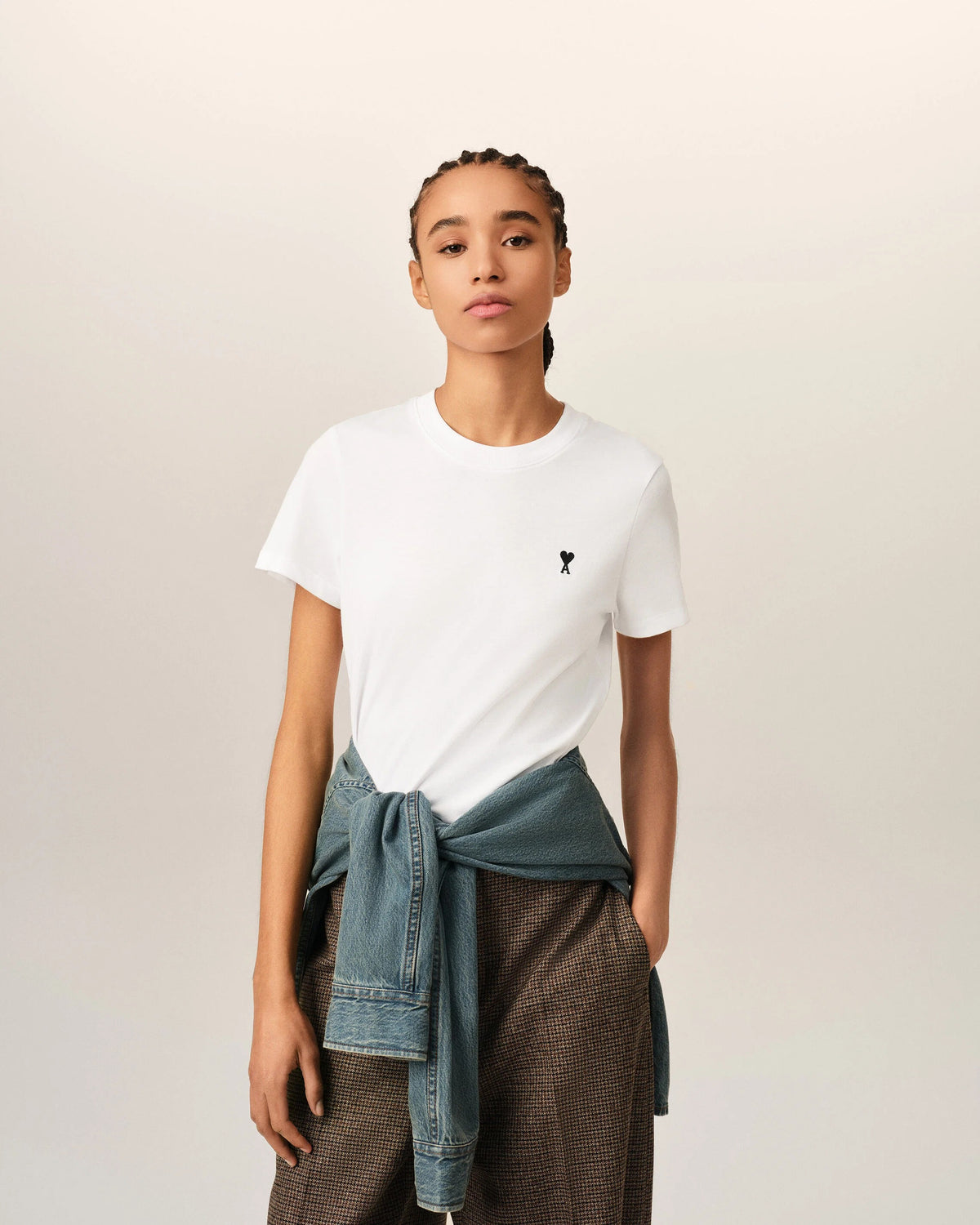 Cotton t-shirt with ami de coeur-AMI-Verso