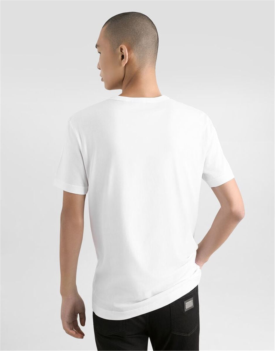 COTTON T-SHIRT WITH BRANDED TAG-DOLCE & GABBANA-Verso