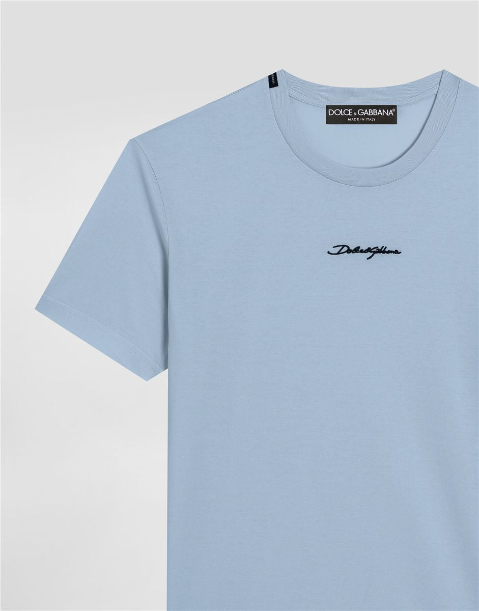 Cotton t-shirt with embroidered patch-DOLCE&GABBANA-Verso