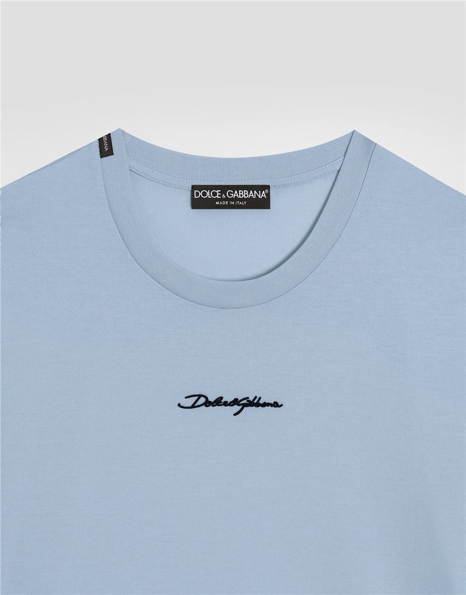 Cotton t-shirt with embroidered patch-DOLCE&GABBANA-Verso