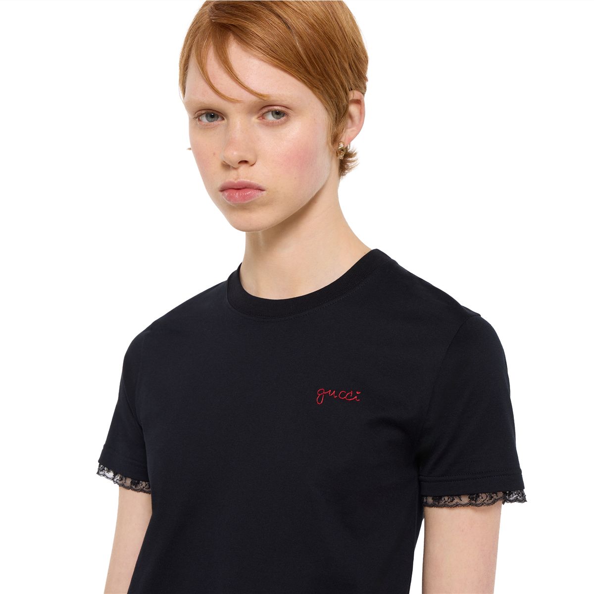 Cotton t-shirt with embroidery-GUCCI-Verso