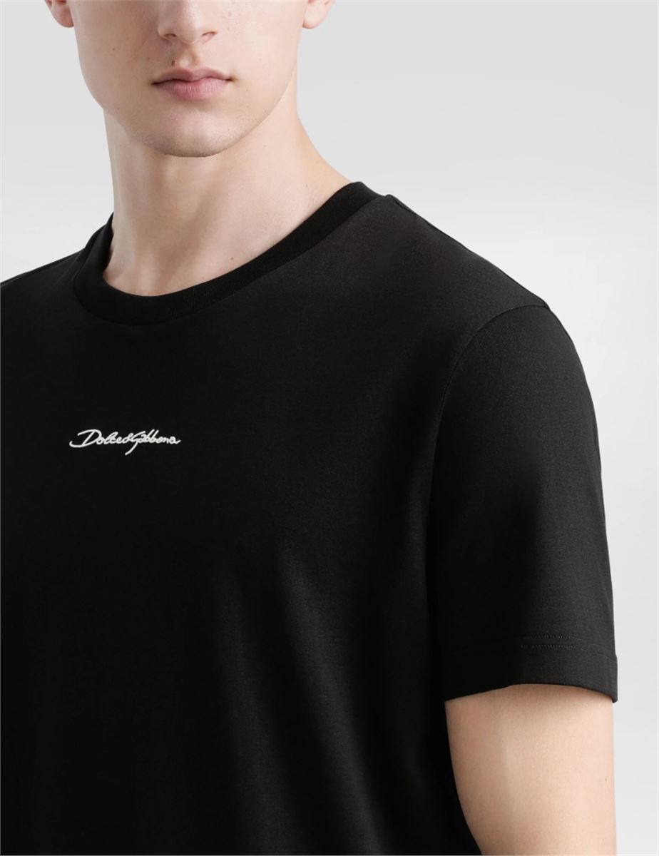 COTTON T-SHIRT WITH LOGO-DOLCE & GABBANA-Verso