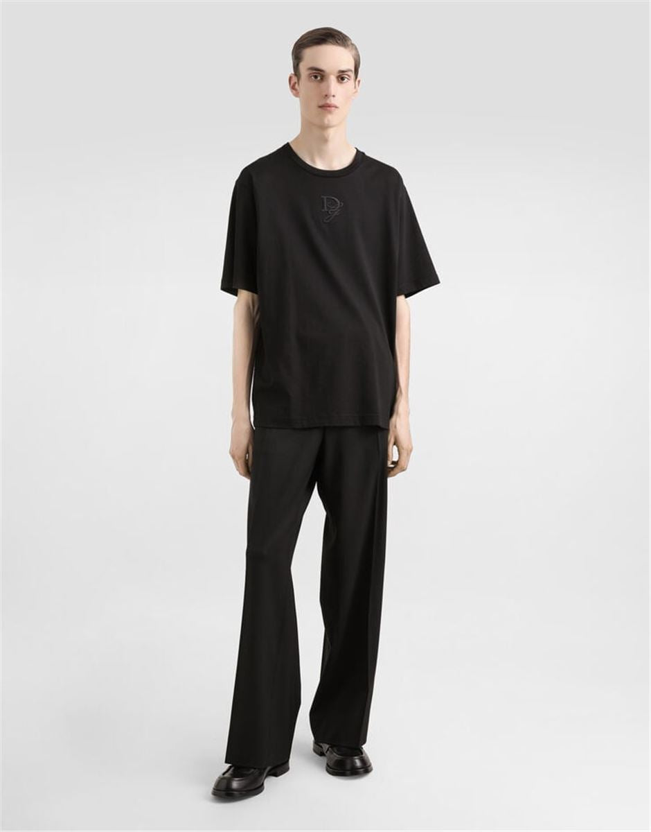 COTTON T-SHIRT WITH LOGO EMBROIDERY - DOLCE & GABBANA - Verso
