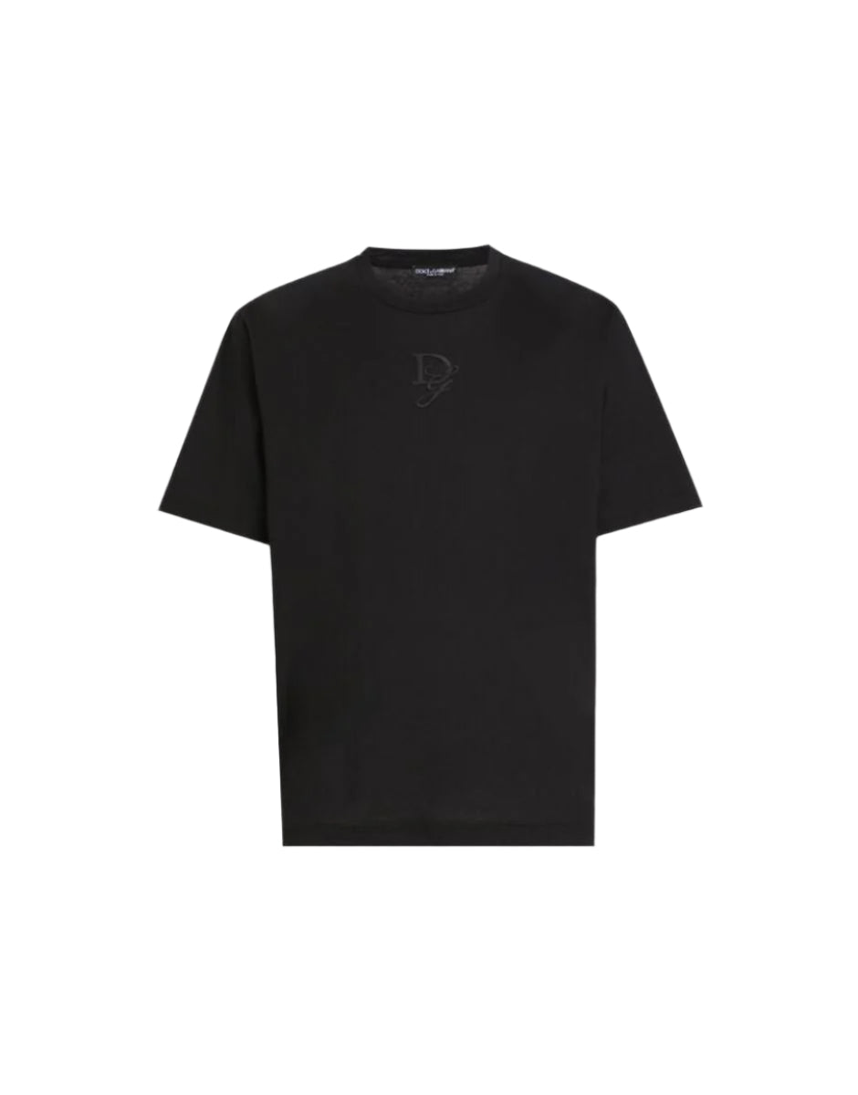 COTTON T-SHIRT WITH LOGO EMBROIDERY - DOLCE & GABBANA - Verso