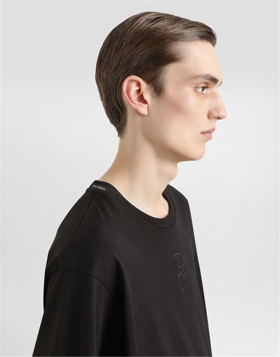 COTTON T-SHIRT WITH LOGO EMBROIDERY - DOLCE & GABBANA - Verso