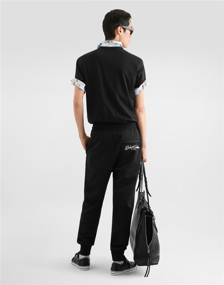 Cotton t-shirt with logo plate-DOLCE&GABBANA-Verso