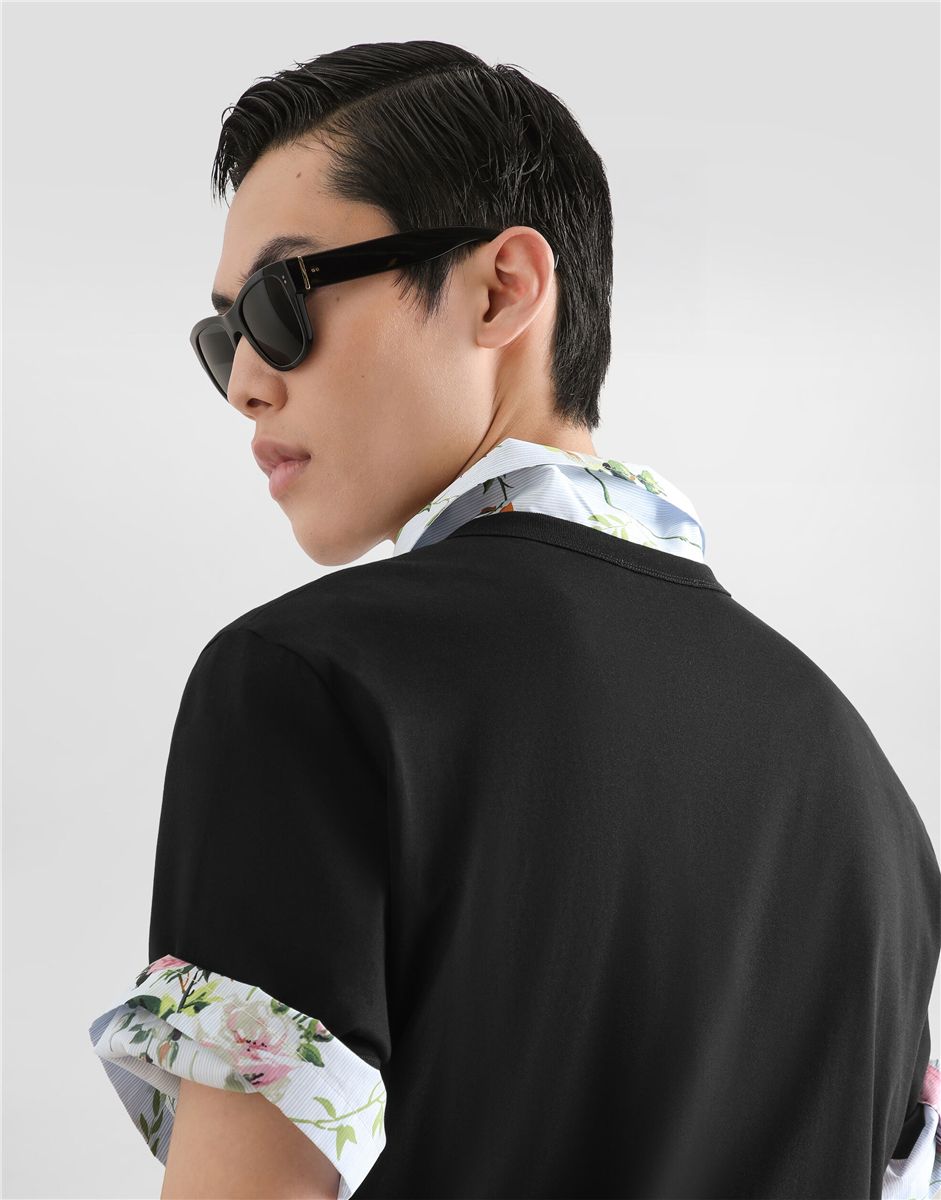 Cotton t-shirt with logo plate-DOLCE&GABBANA-Verso