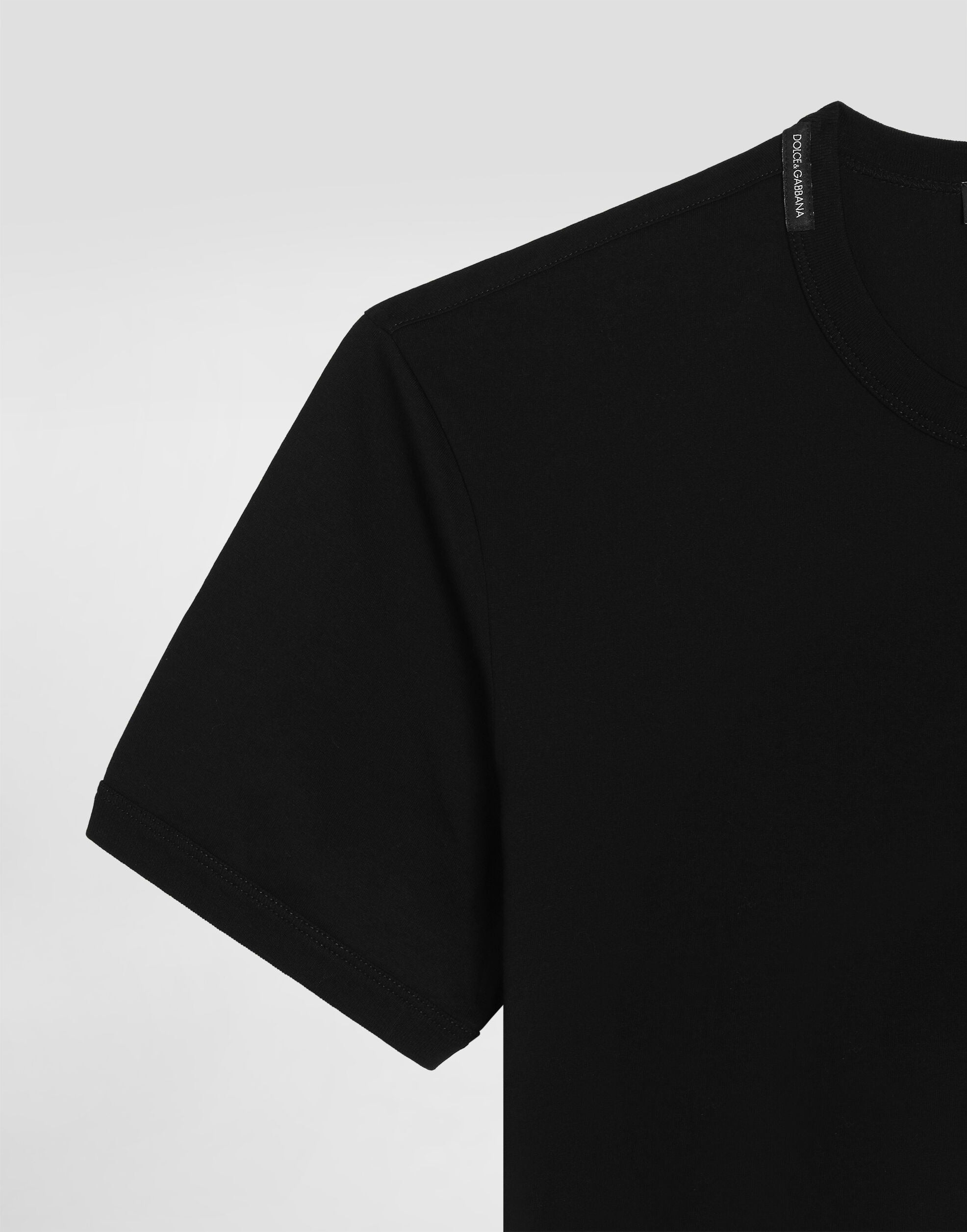 Cotton T-shirt with Patch-DOLCE&GABBANA-Verso