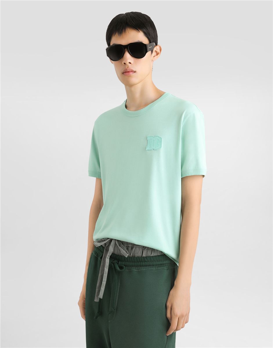 Cotton t-shirt with patch-DOLCE&GABBANA-Verso