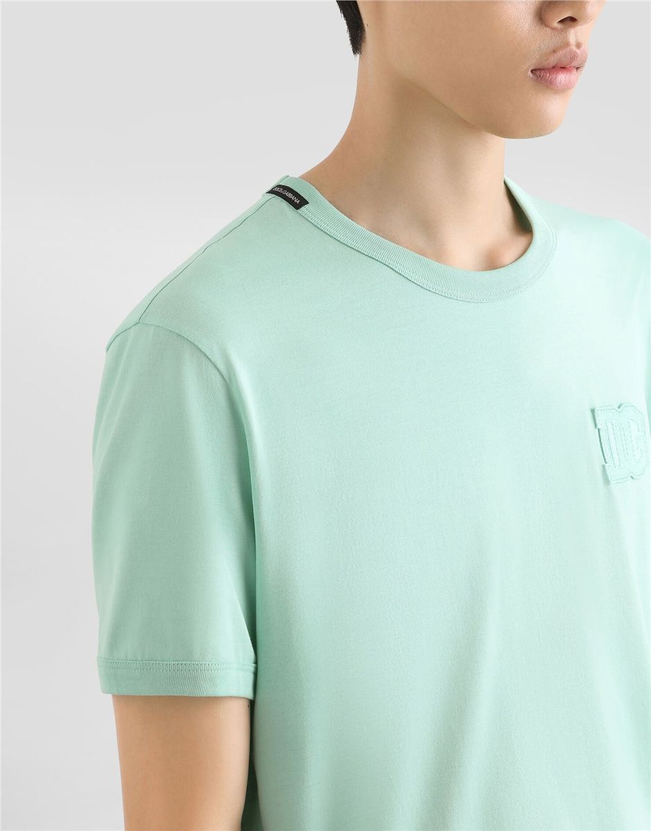 Cotton t-shirt with patch-DOLCE&GABBANA-Verso