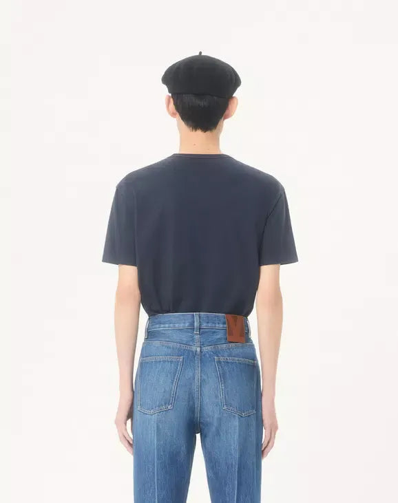 Cotton t-shirt with vg patch-VALENTINO-Verso