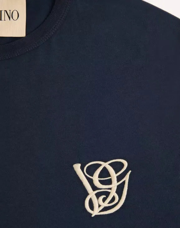 Cotton t-shirt with vg patch-VALENTINO-Verso