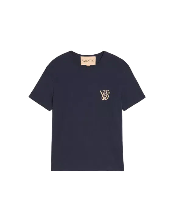 Cotton t-shirt with vg patch-VALENTINO-Verso