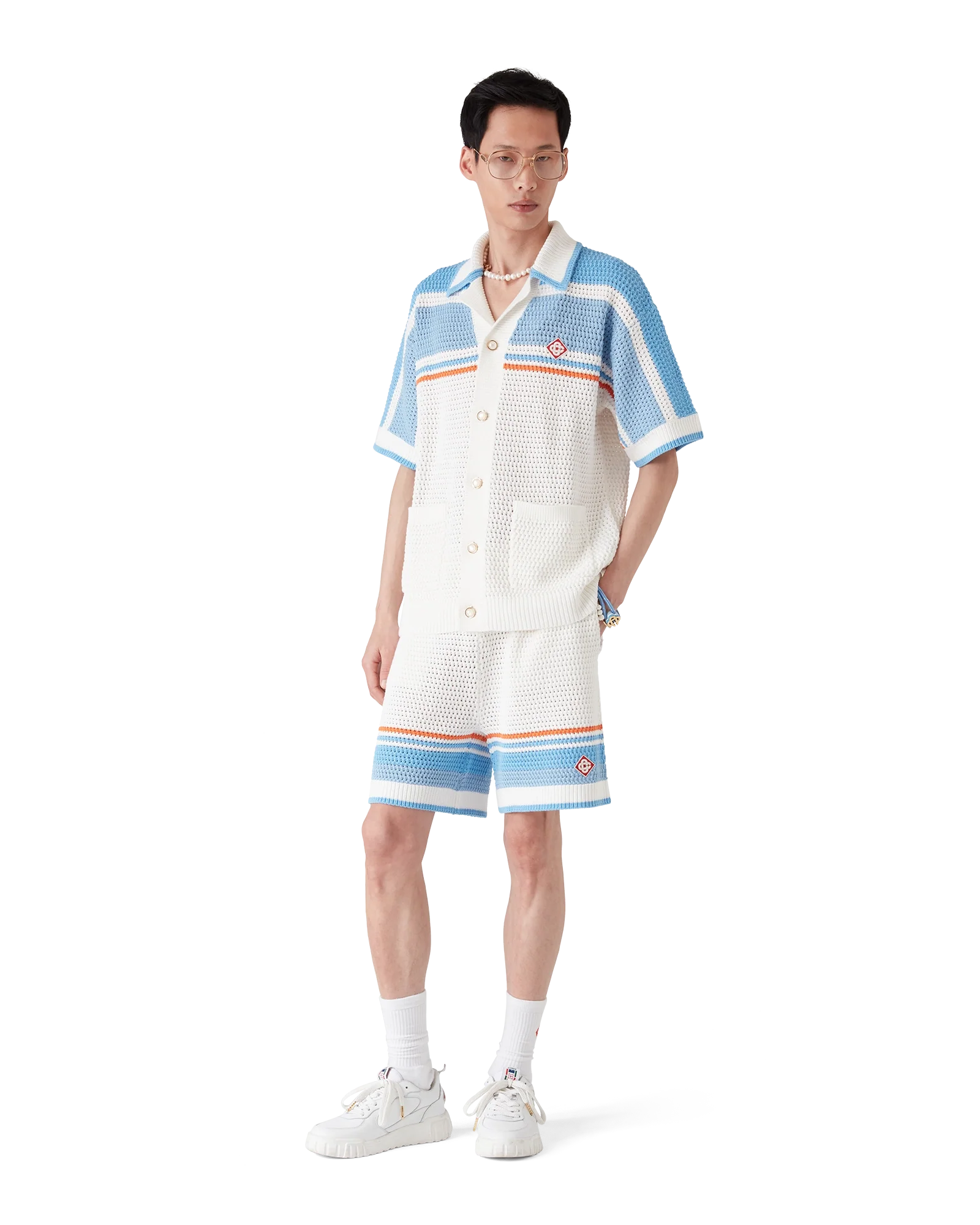 COTTON TENNIS CROCHET SHORTS-CASABLANCA-Verso