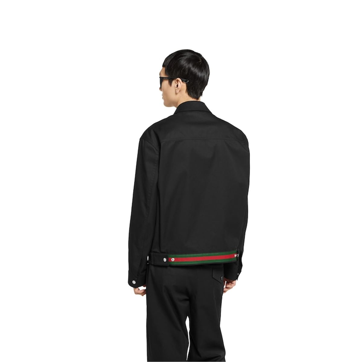 COTTON TWILL JACKET WITH WEB DETAIL-GUCCI-Verso