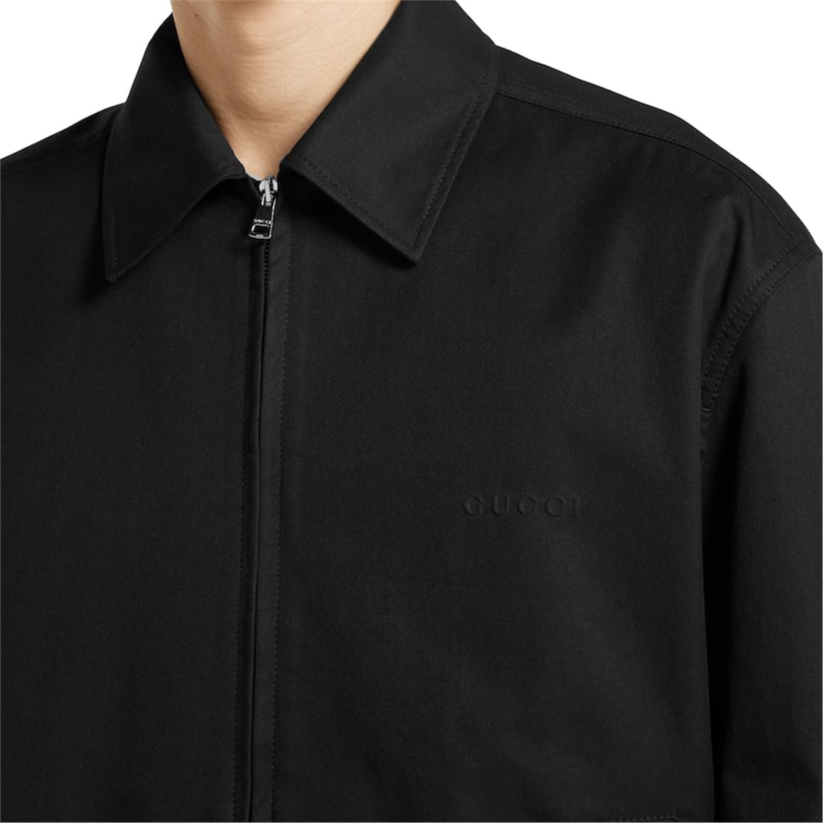 COTTON TWILL JACKET WITH WEB DETAIL-GUCCI-Verso