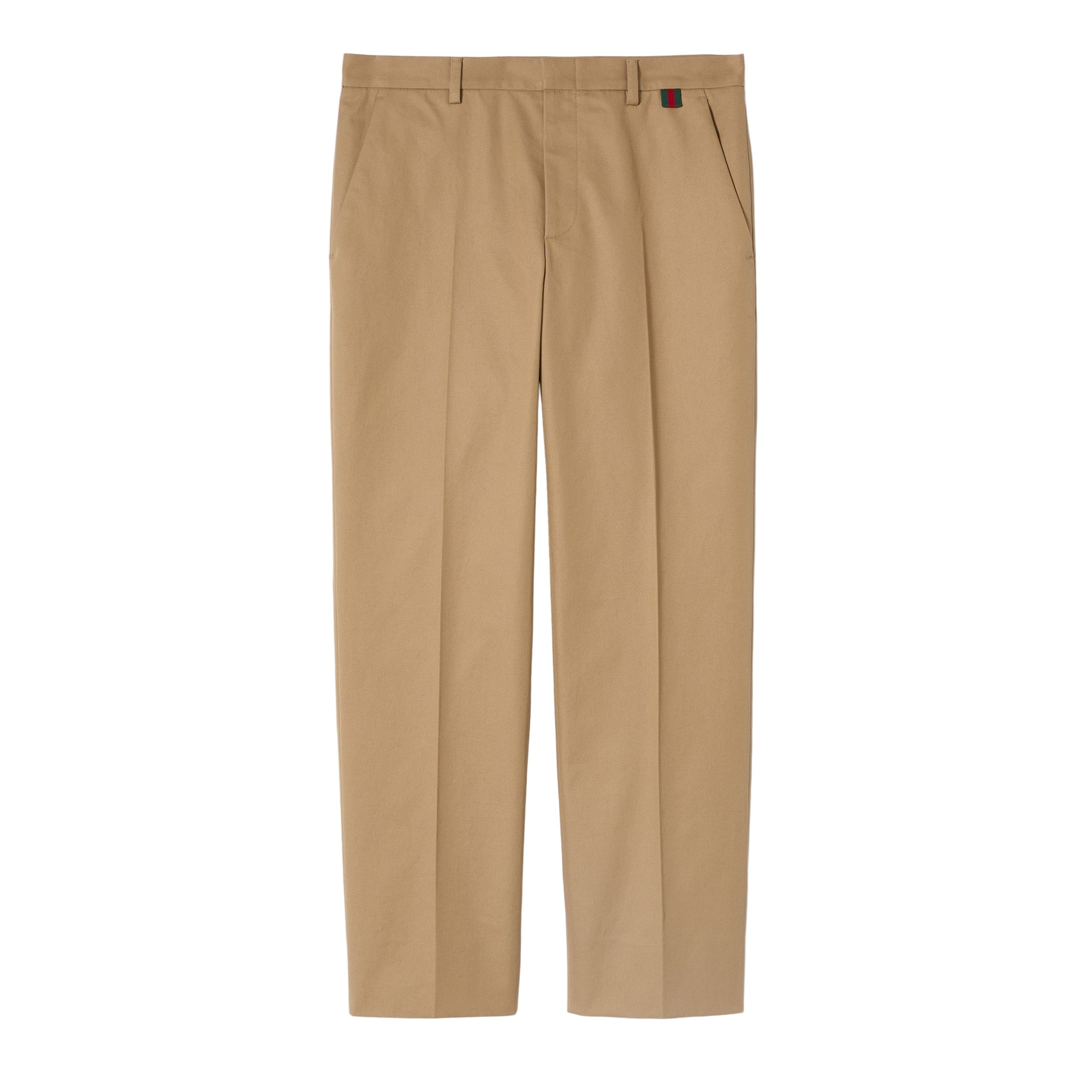 Cotton twill trousers with web detail-GUCCI-Verso