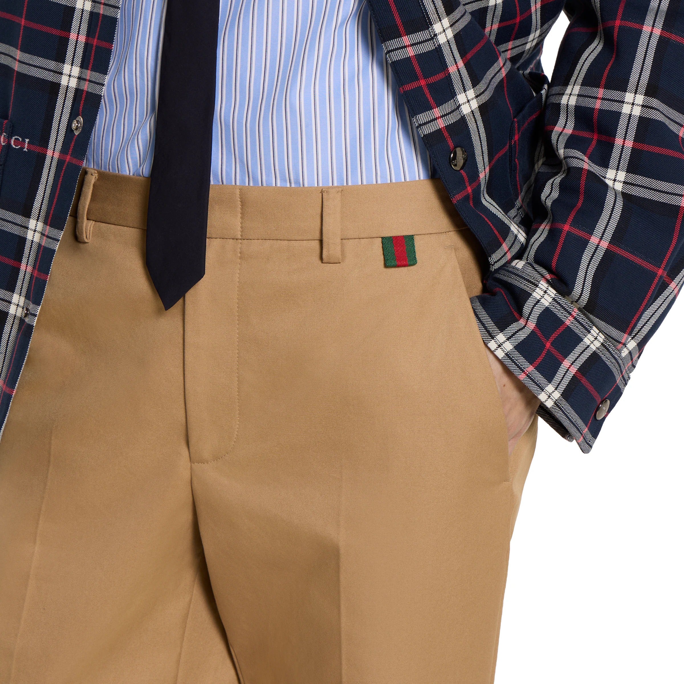 Cotton twill trousers with web detail-GUCCI-Verso