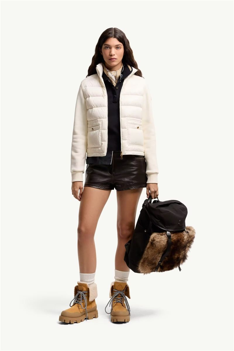 Cotton zip-up sweatshirt with nylon front-MONCLER-Verso