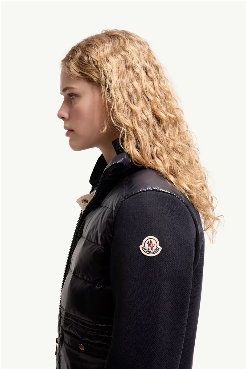 Cotton zip-up sweatshirt with nylon front-MONCLER-Verso