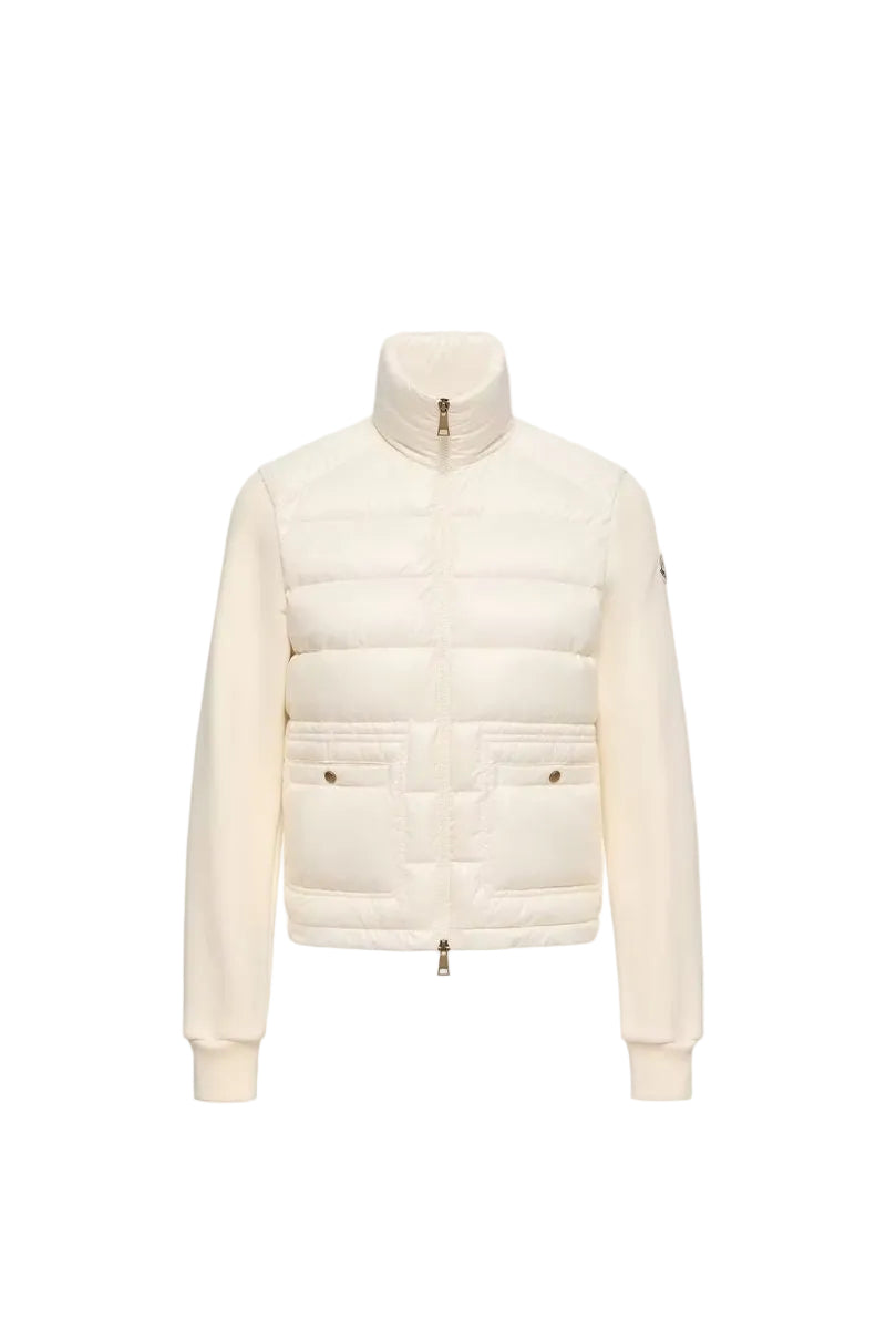 Cotton zip-up sweatshirt with nylon front-MONCLER-312378-S-Verso