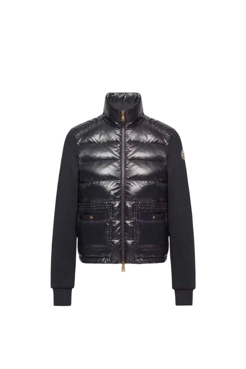 Cotton zip-up sweatshirt with nylon front-MONCLER-312379-S-Verso