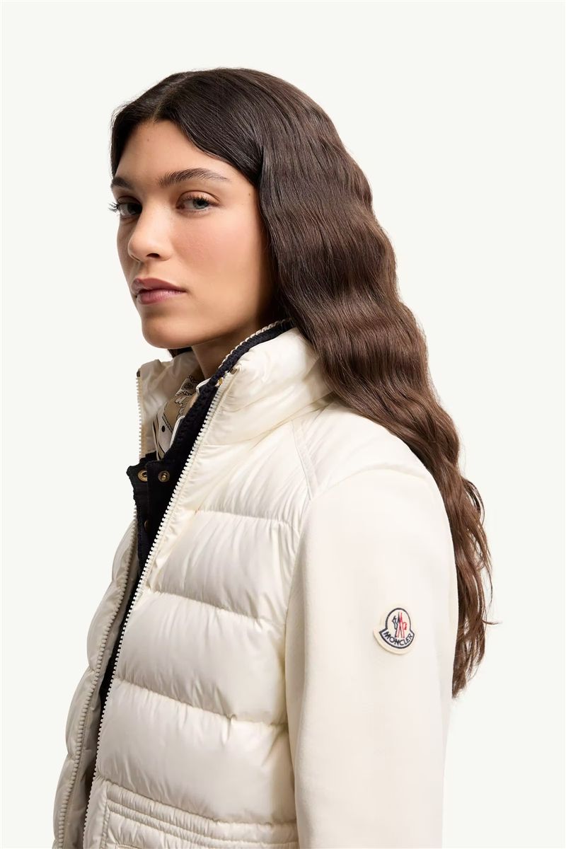 Cotton zip-up sweatshirt with nylon front-MONCLER-Verso