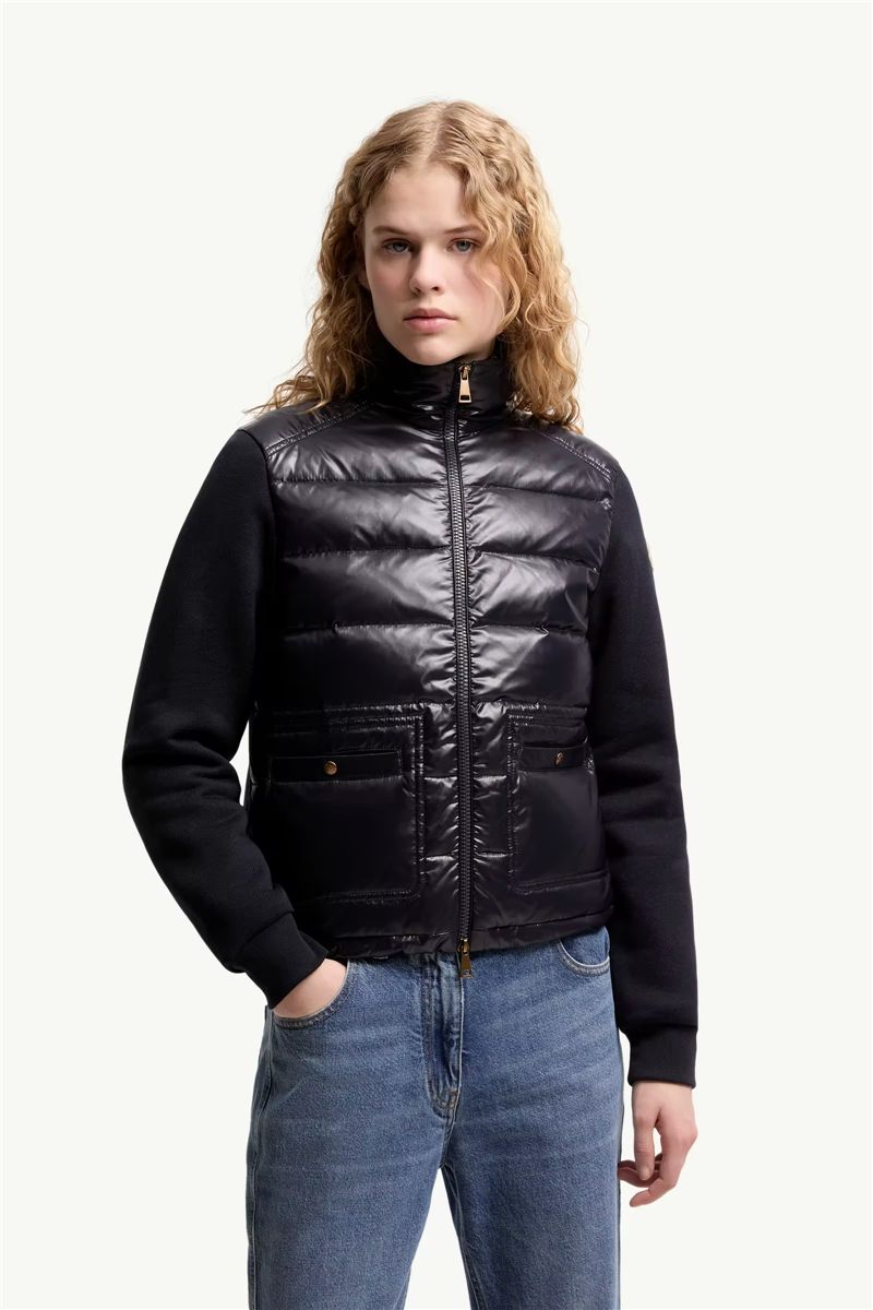 Cotton zip-up sweatshirt with nylon front-MONCLER-Verso