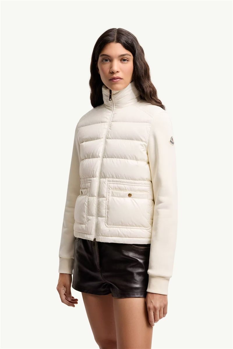 Cotton zip-up sweatshirt with nylon front-MONCLER-Verso