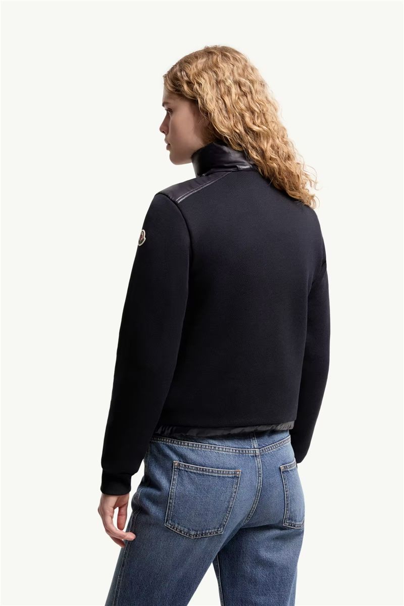 Cotton zip-up sweatshirt with nylon front-MONCLER-Verso