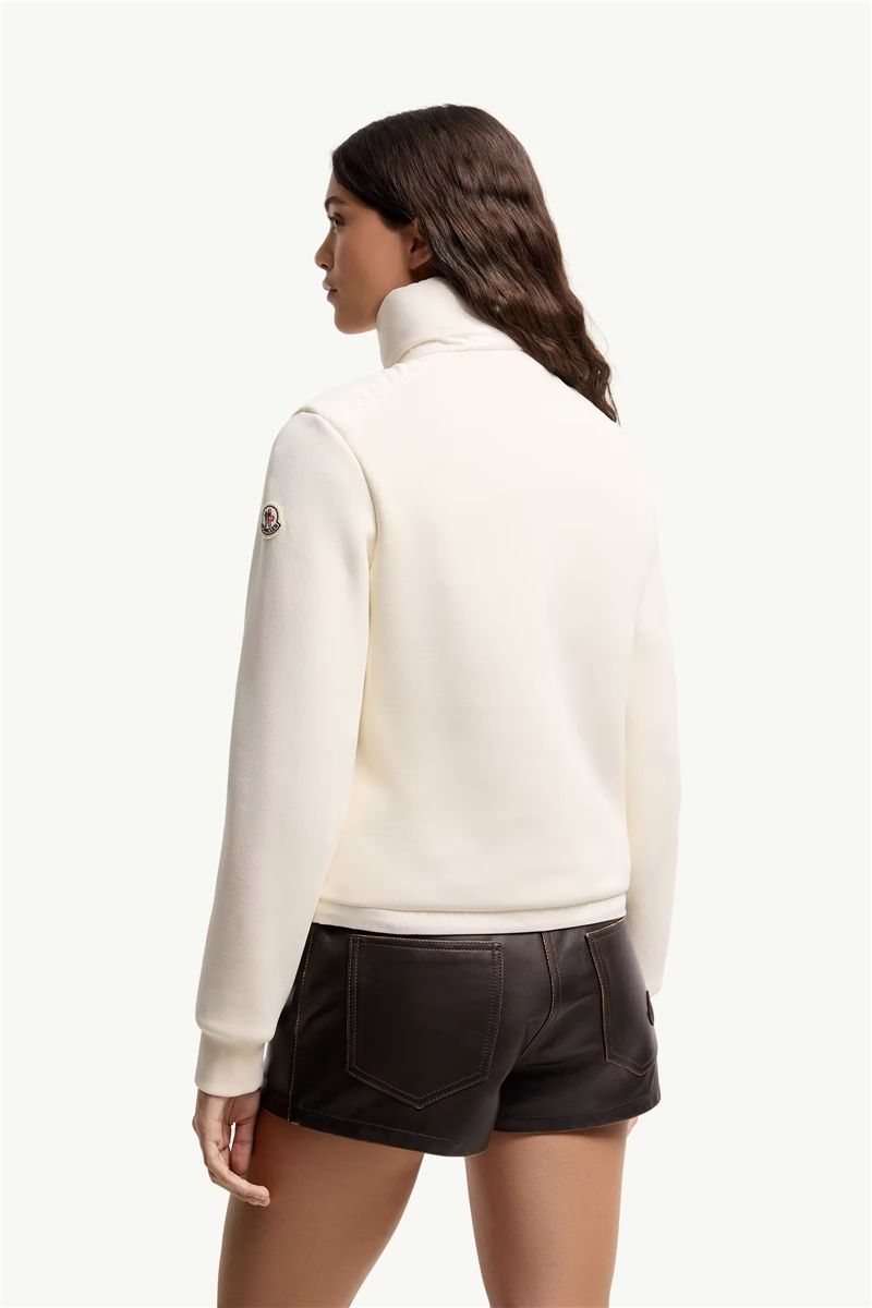 Cotton zip-up sweatshirt with nylon front-MONCLER-Verso