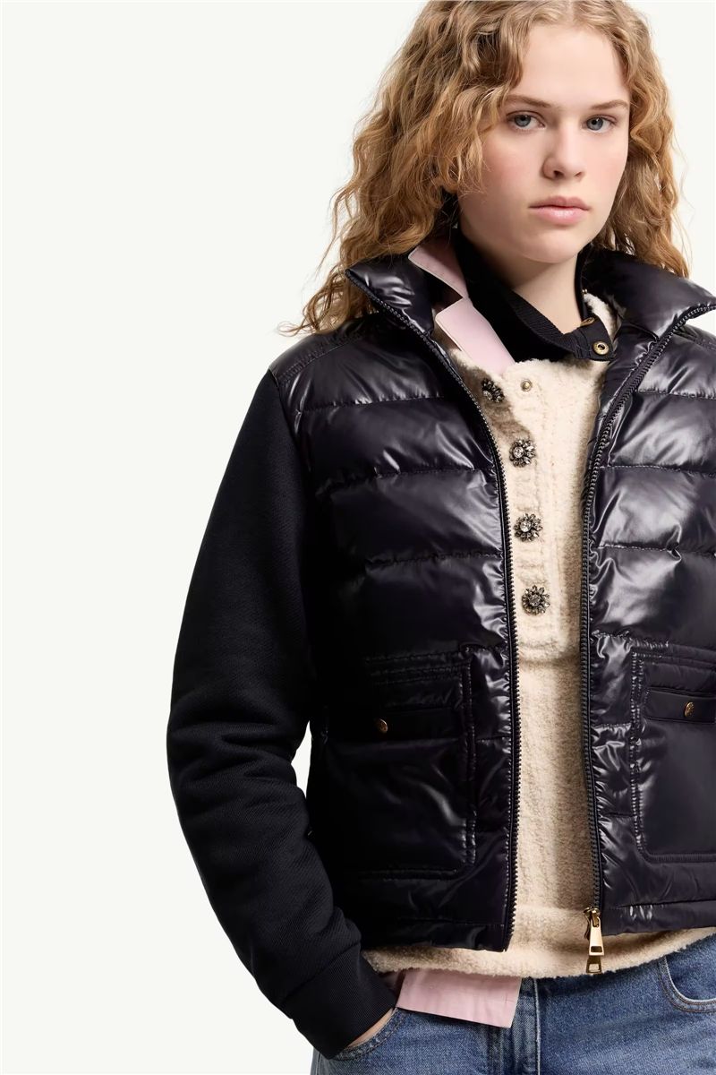 Cotton zip-up sweatshirt with nylon front-MONCLER-Verso