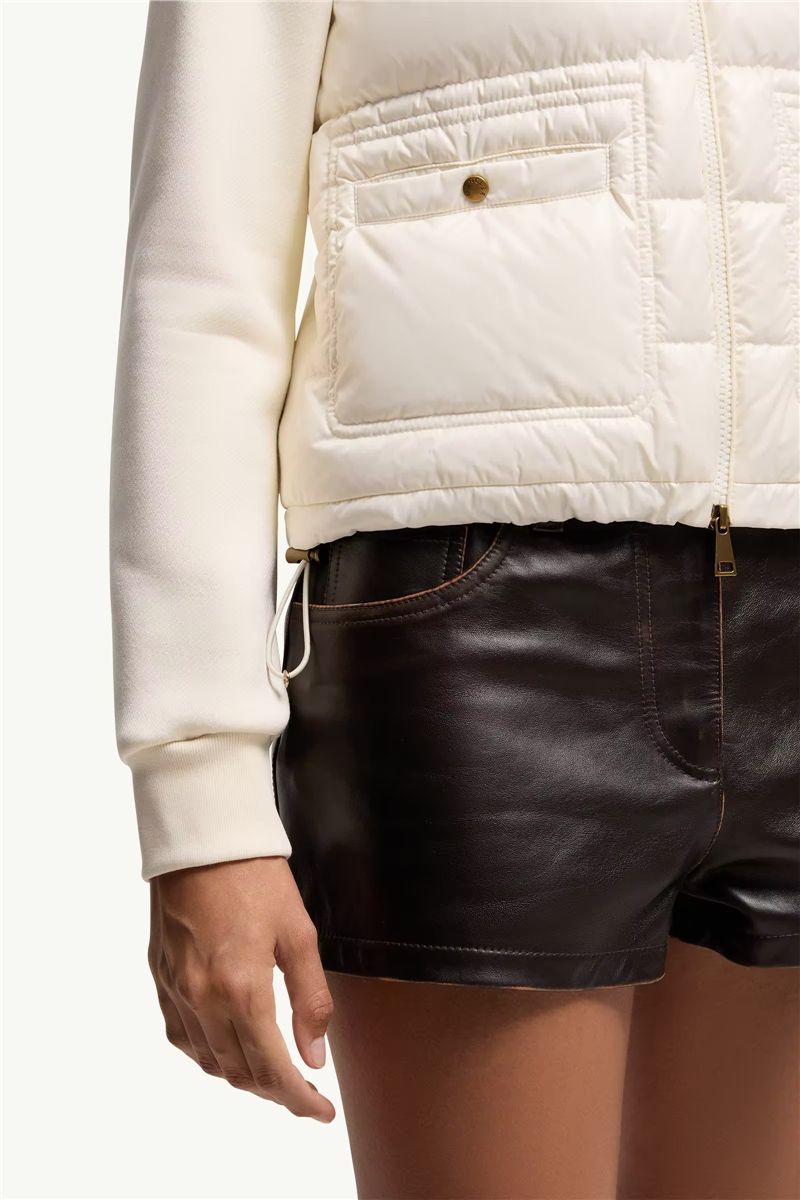 Cotton zip-up sweatshirt with nylon front-MONCLER-Verso