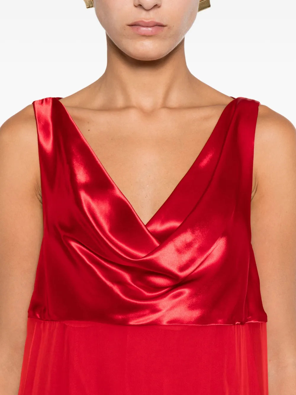 Cowl-neck lace-insert dress-FERRAGAMO-Verso