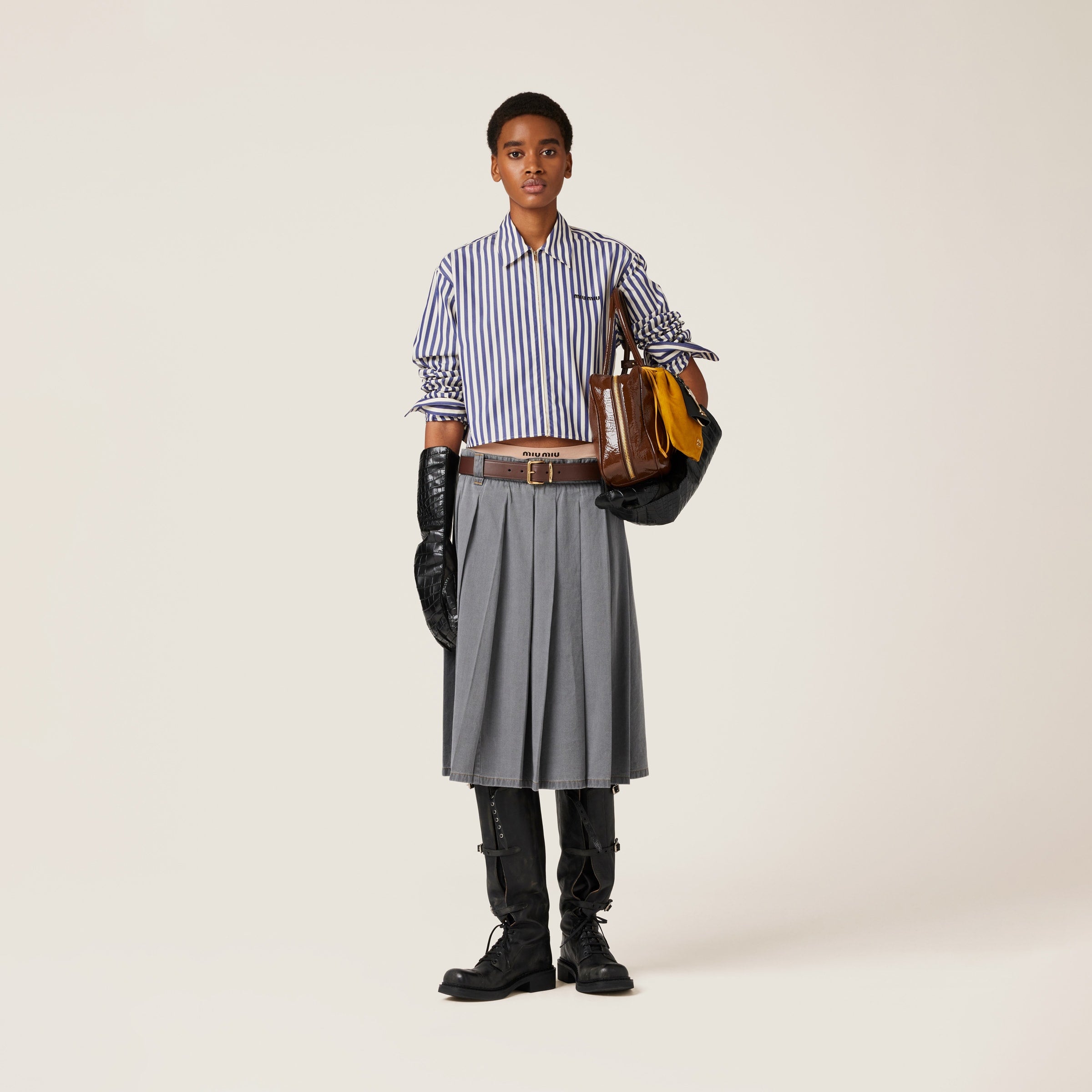STRIPED POPLIN SHIRT -  MIU MIU -  Verso