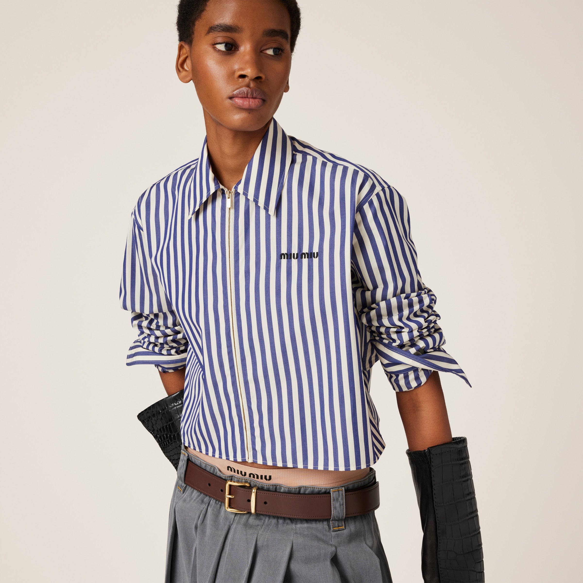 STRIPED POPLIN SHIRT -  MIU MIU -  Verso