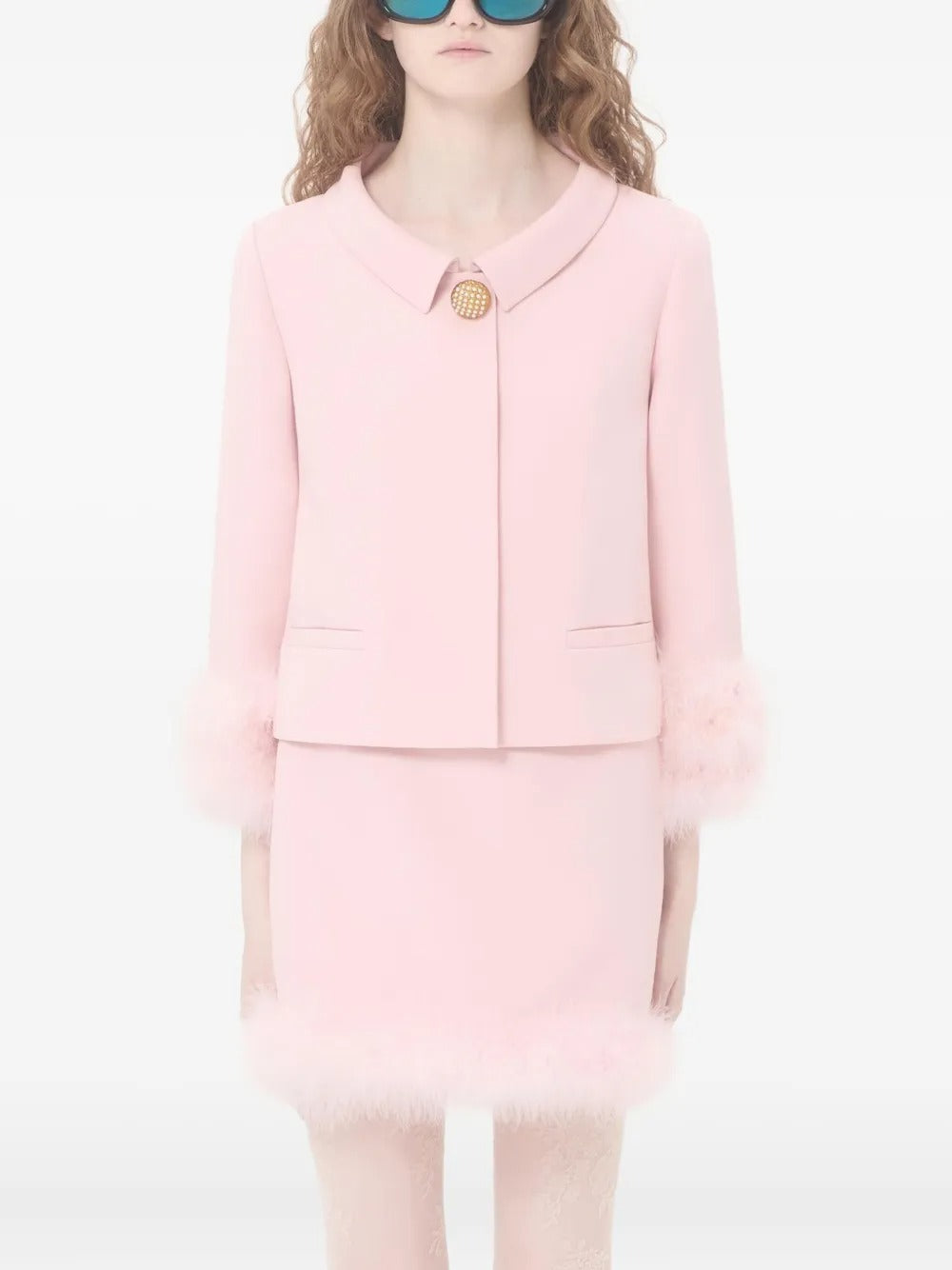 Crepe couture jacket with feathers-VALENTINO-Verso