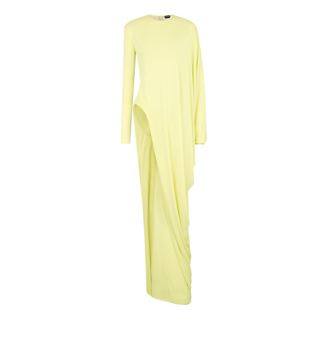 Crepe jersey long sleeve evening dress