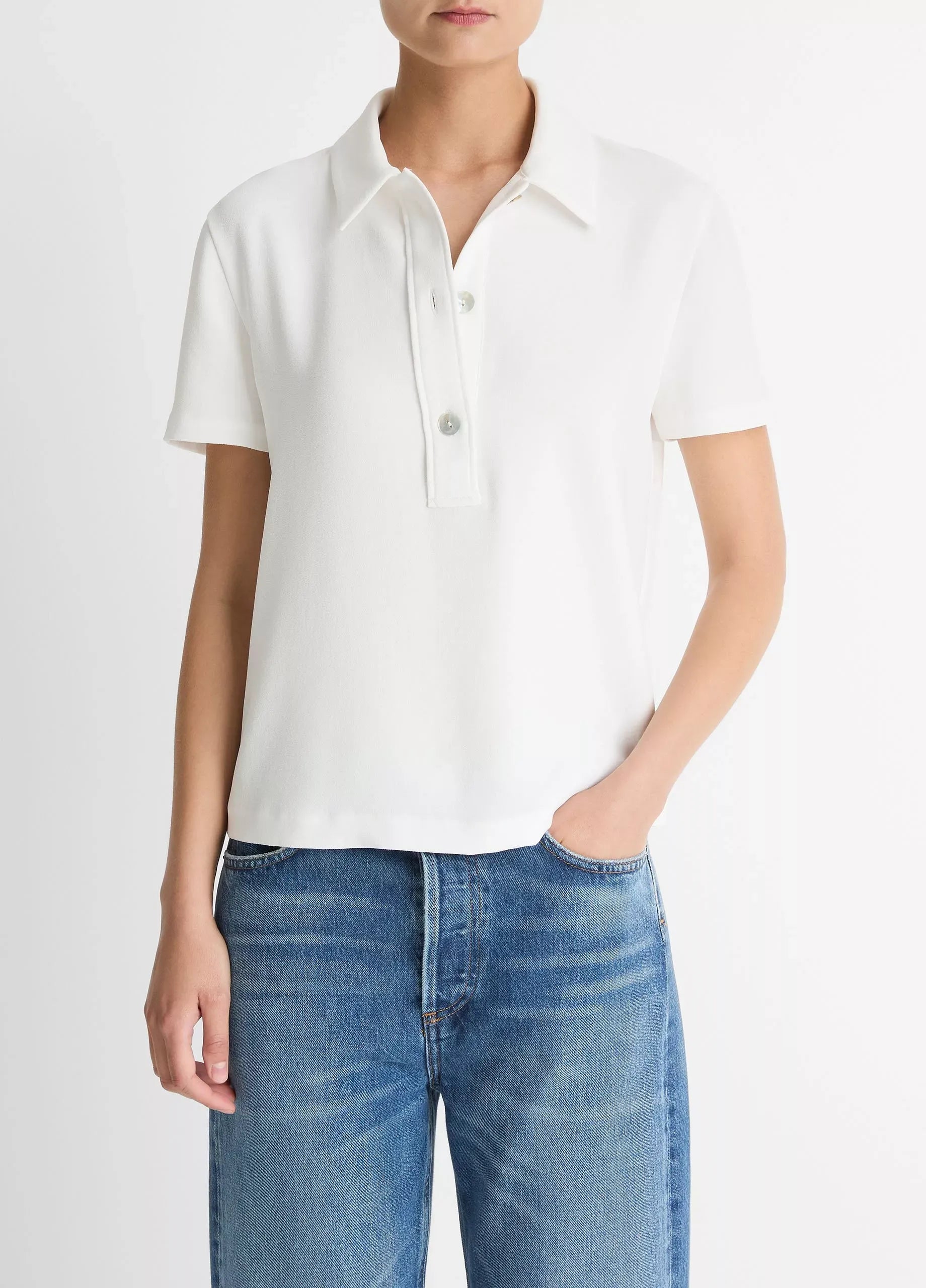 Crepe Polo Shirt-VINCE-Verso